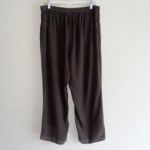 Soft Surroundings XLP Brown Pull On Pants Womens Straight Leg Nice Flowy Pockets - Picture 7 of 12